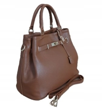 Velká Dámská Kožená Taška Visací Zámek Zlaté Kování Karamelová