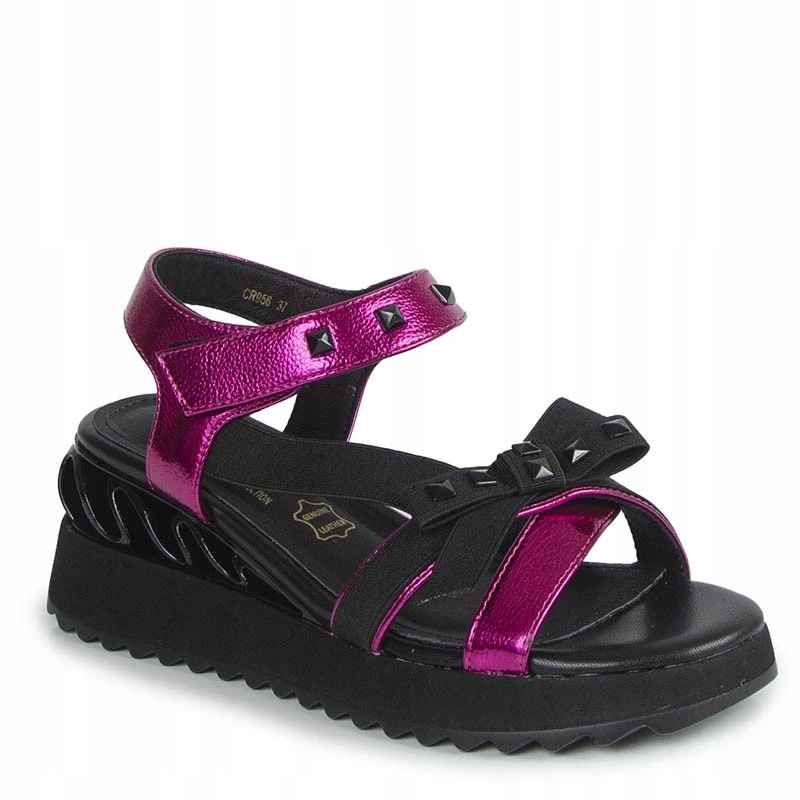 S.barski CR956 Černé Růžové Sandály S Mašličkou 37 D&a