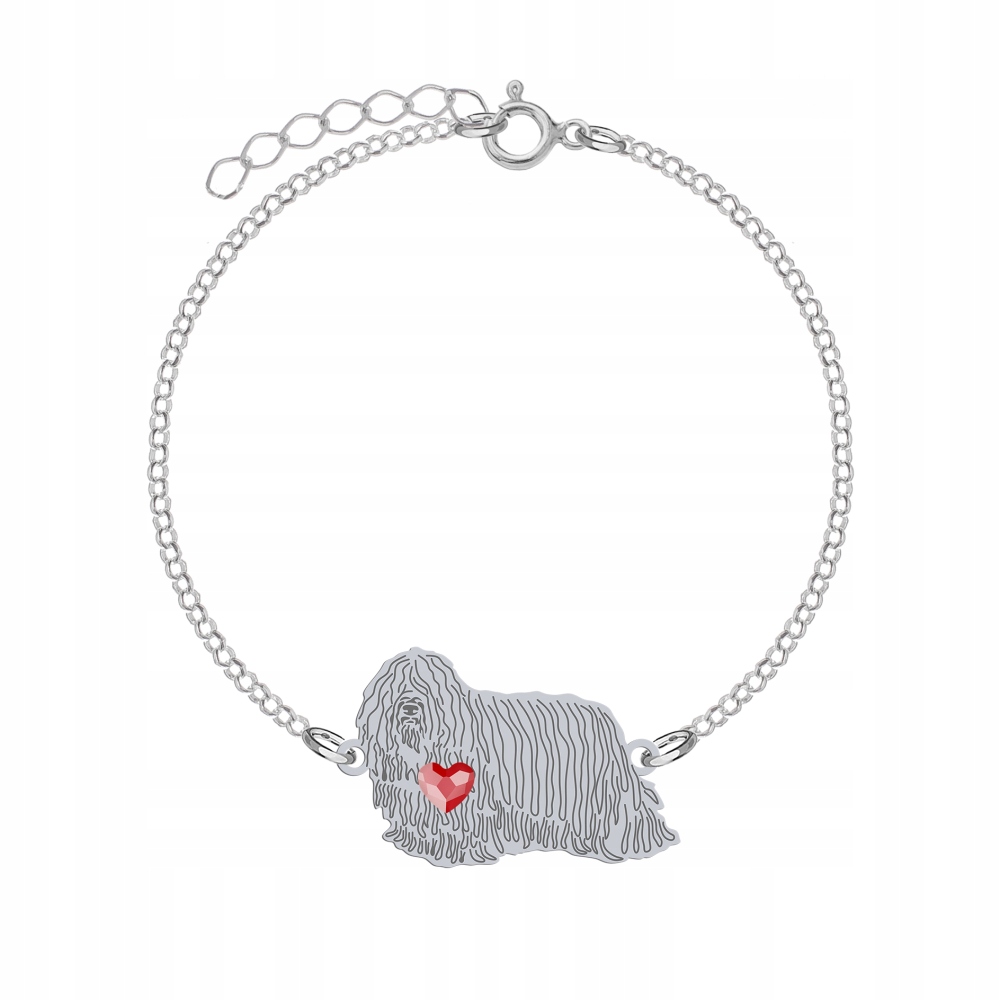 Náramek s psem Komondor Stříbro 925 Dárek Řetízek Gravírování Bonus