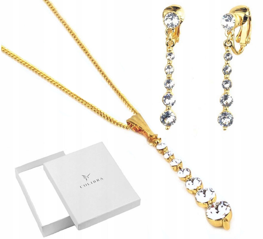 Zlatý komplet šperků Klasický Křišťál pro dekolt Šperky Colibra