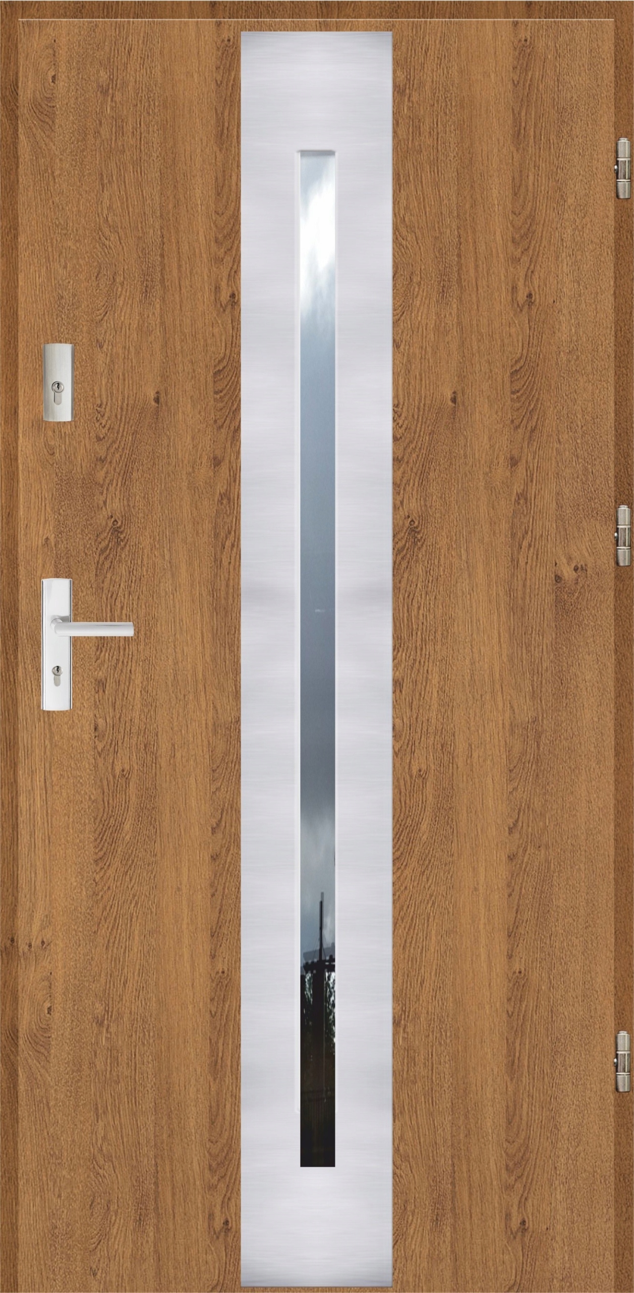 Drzwi wejściowe Ereda 55mm Płaskie 41 Inox Winchester Prawe 80 do wewnątrz