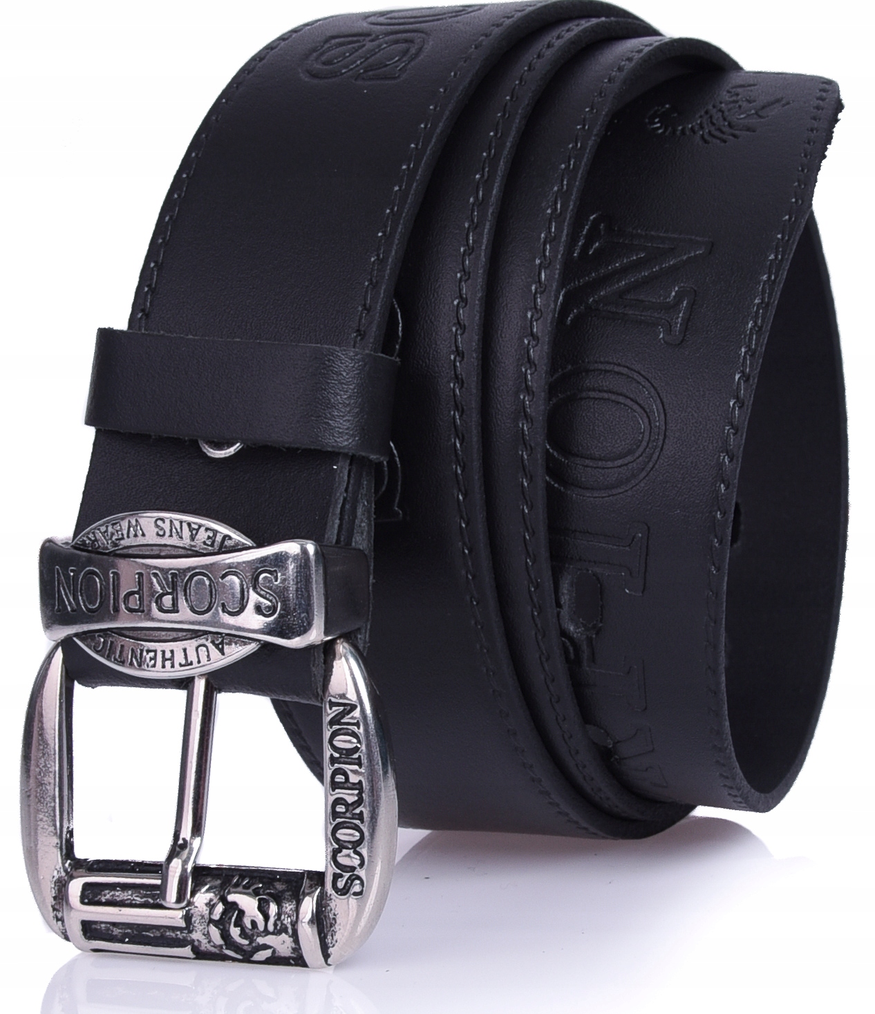 

Skórzany Pasek do spodni Scorpion 4cm Jeans Czarny