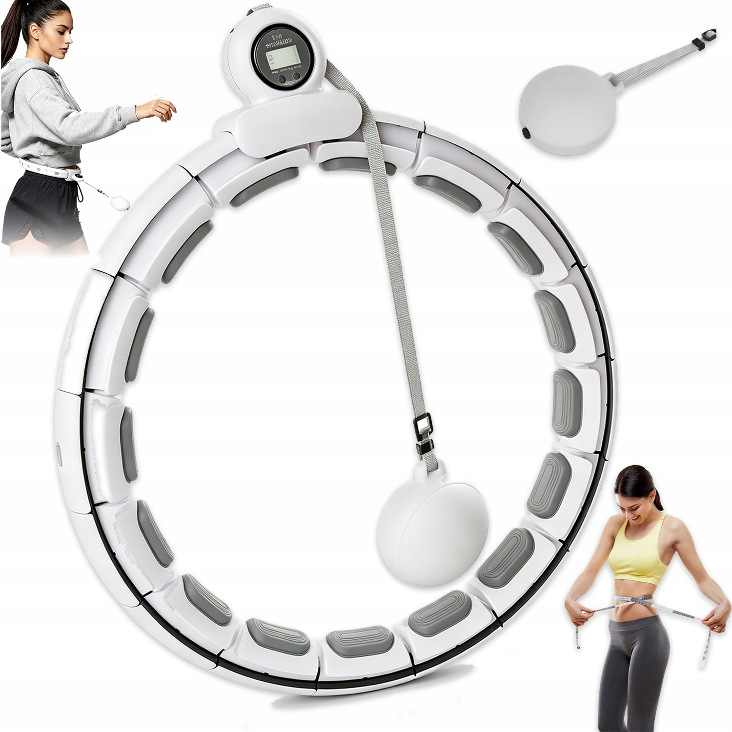 Nastavitelné Hula Hoop Bílé S Počítačem Kalorií Trénink Fitness Na Hubnutí