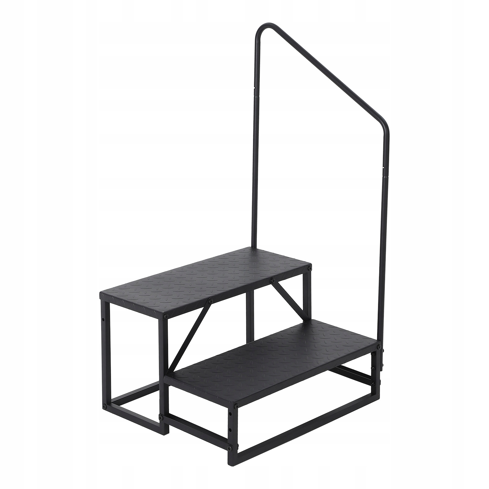 Výsuvné schůdky pro obytné vozy s madlem, 2 stupně s 1 madlem, včetně žluto-černé pásky