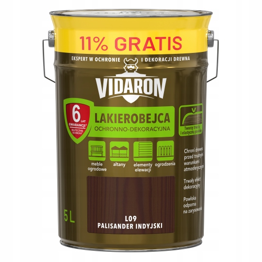 Vidaron Lakierobejca 4,5L 0,5L L09 Palisander Indyjski do drewna