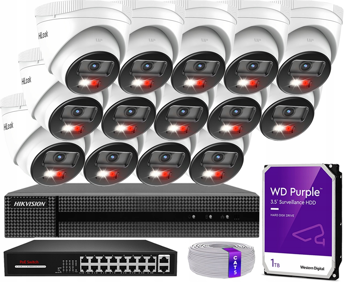 4Mpx Ip monitorovací sada 14x HiLook kamera 1TB rekordér Hikvision