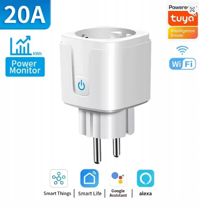 Inteligentní zásuvka-zásuvka, WiFi 20A bílá