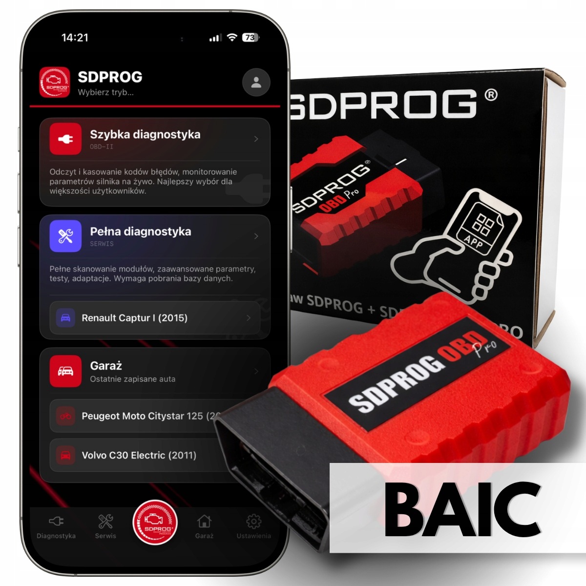 Baic Diagnostický tester Rozhraní OBD2 program Obd Sdprog Android iOS
