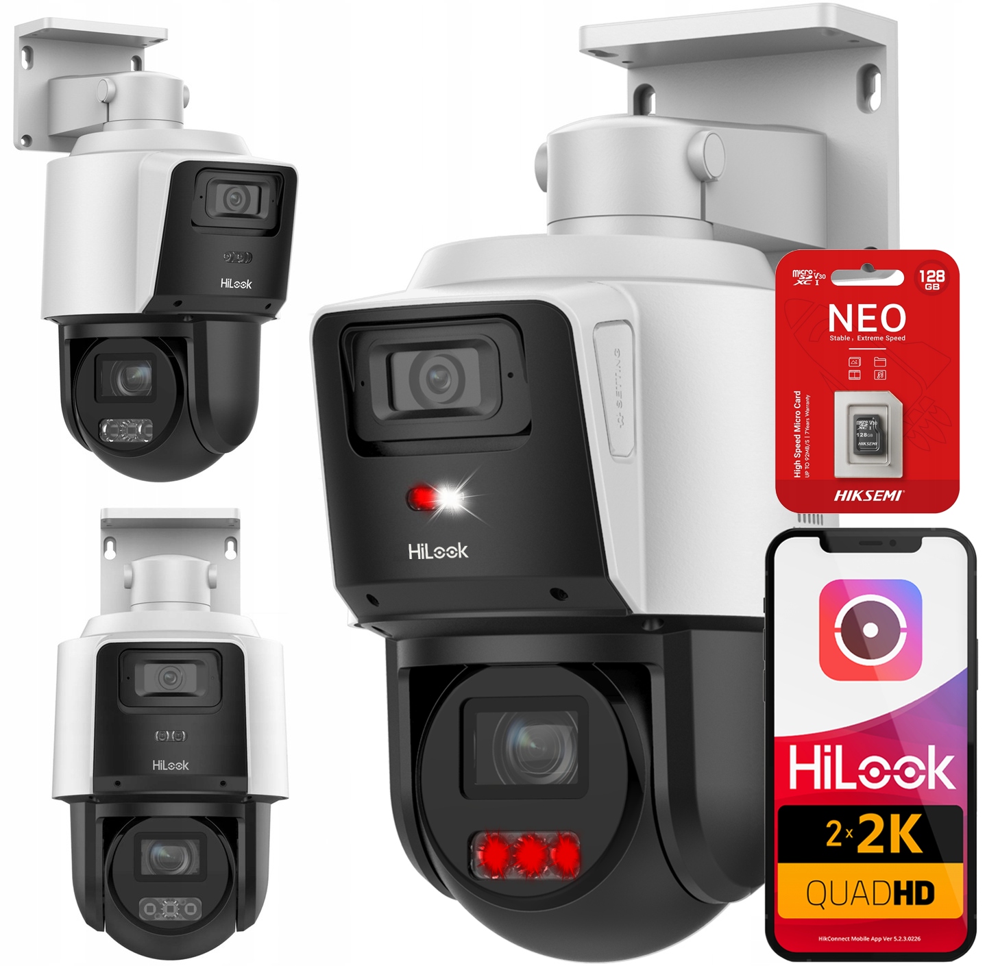 Otočná Ip kamera TandemVu 4MP+4MP MotoZoom HiLook od Hikvision 128Gb