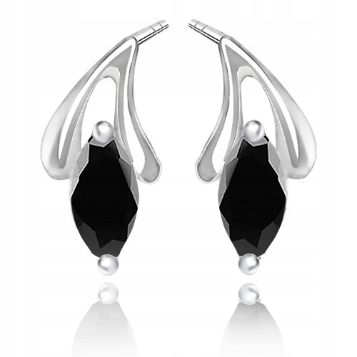 

Kolczyki Srebrne Łezki Z Czarnymi Cyrkoniami 925