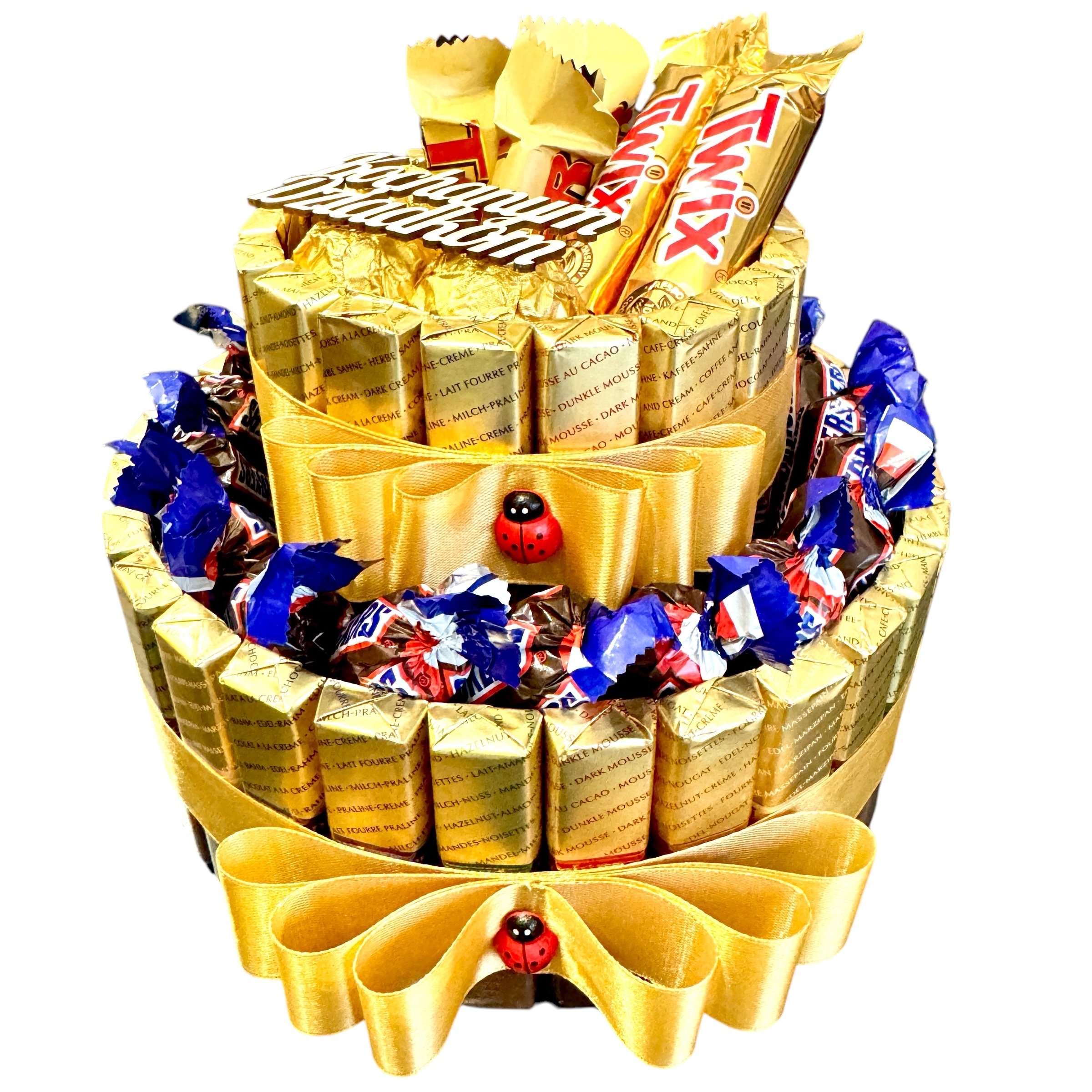 Tort 2 piętrowy Merci Zestaw Kosz Box Prezentowy na Dzień Babci i Dziadka