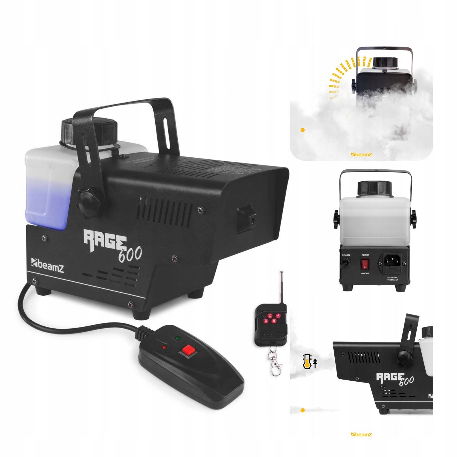 Wytwornica dymu 600W Beamz+ pilot 3m szybkie nagrzewanie