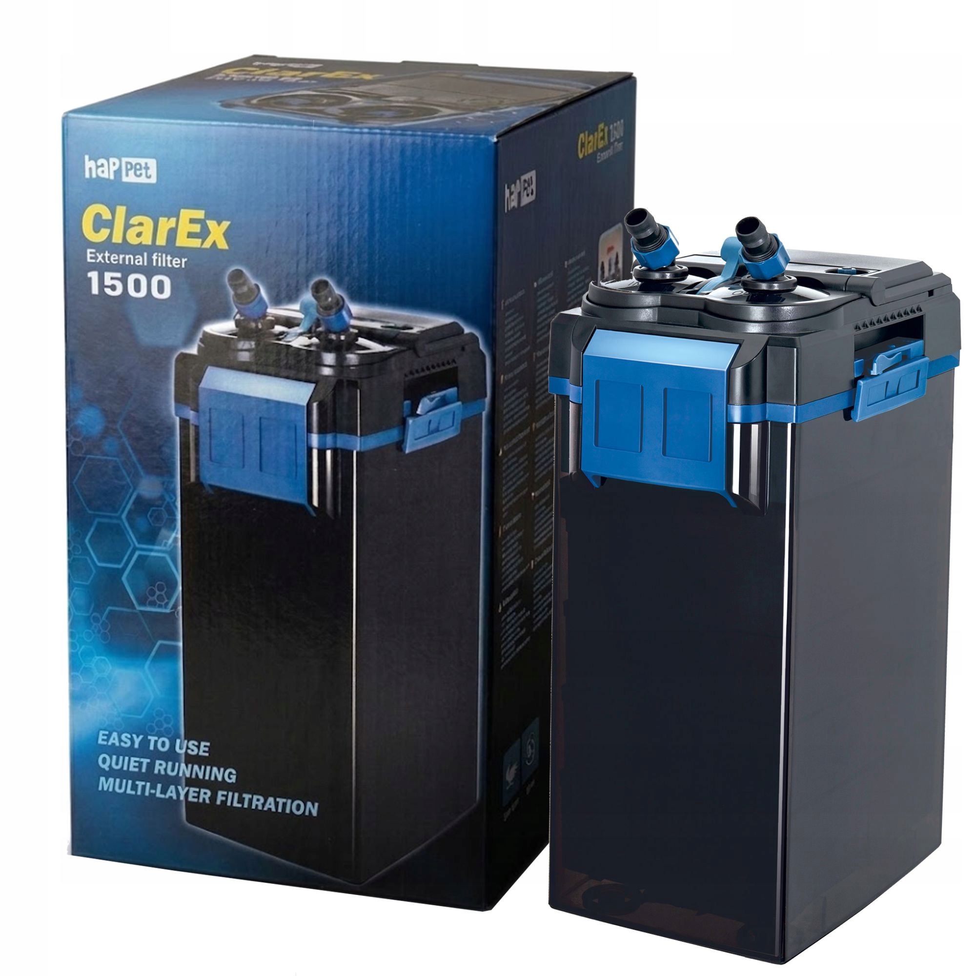 Filtr akwariowy kubełkowy zewnętrzny ClarEx 1500L/H akwarium 400-600L Cichy