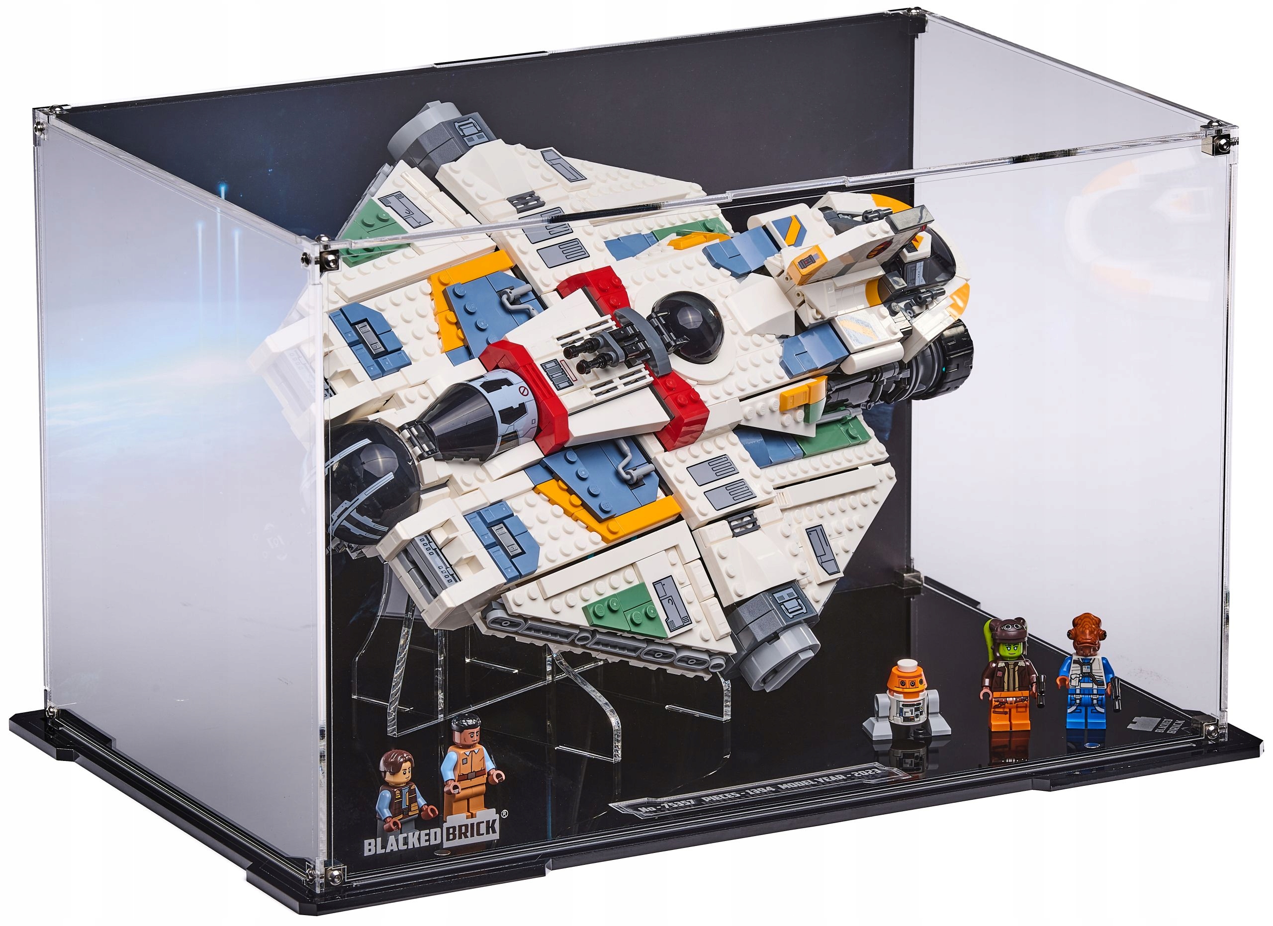 Vitrína s pozadím Blacked Brick pre Lego Star Wars 75357 Duch a strašiak II