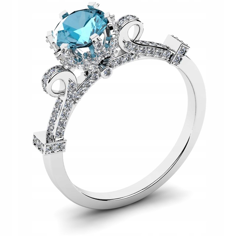 

Pierścionek Z Białego Złota Z Niebieską Cyrkonią