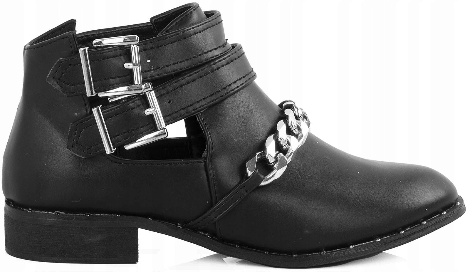 BOTKI Z WYCIĘCIAMI DAMSKIE ŁAŃCUCH 40 Marka SWEET SHOES