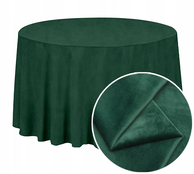 Obrus okrągły, Matowy Welur, 320cm, butelkowa zieleń