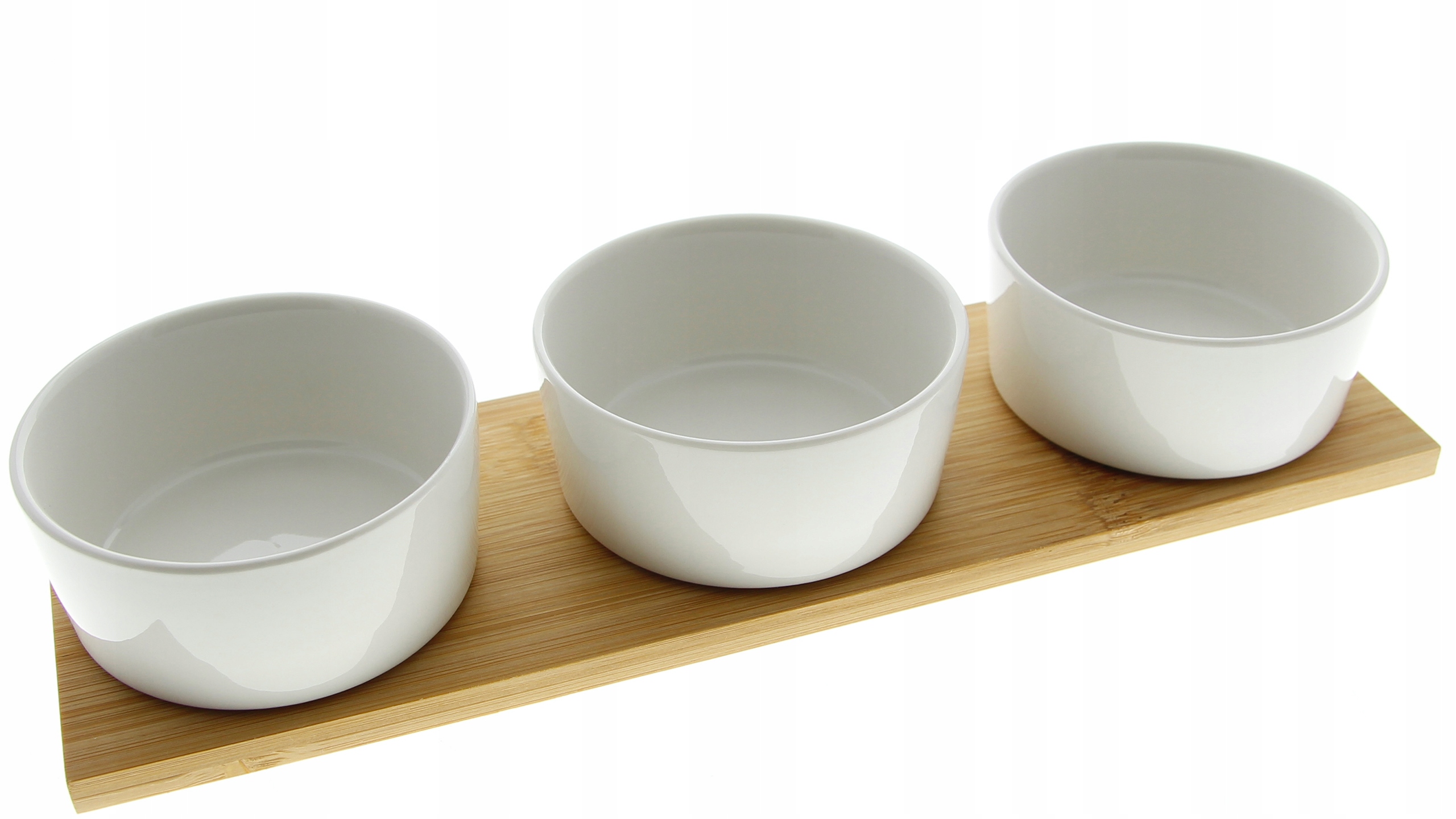 PRAKTYCZNE 3 MISECZKI KUCHENNE NA BAMBUSOWEJ TACY Rodzaj dipówka