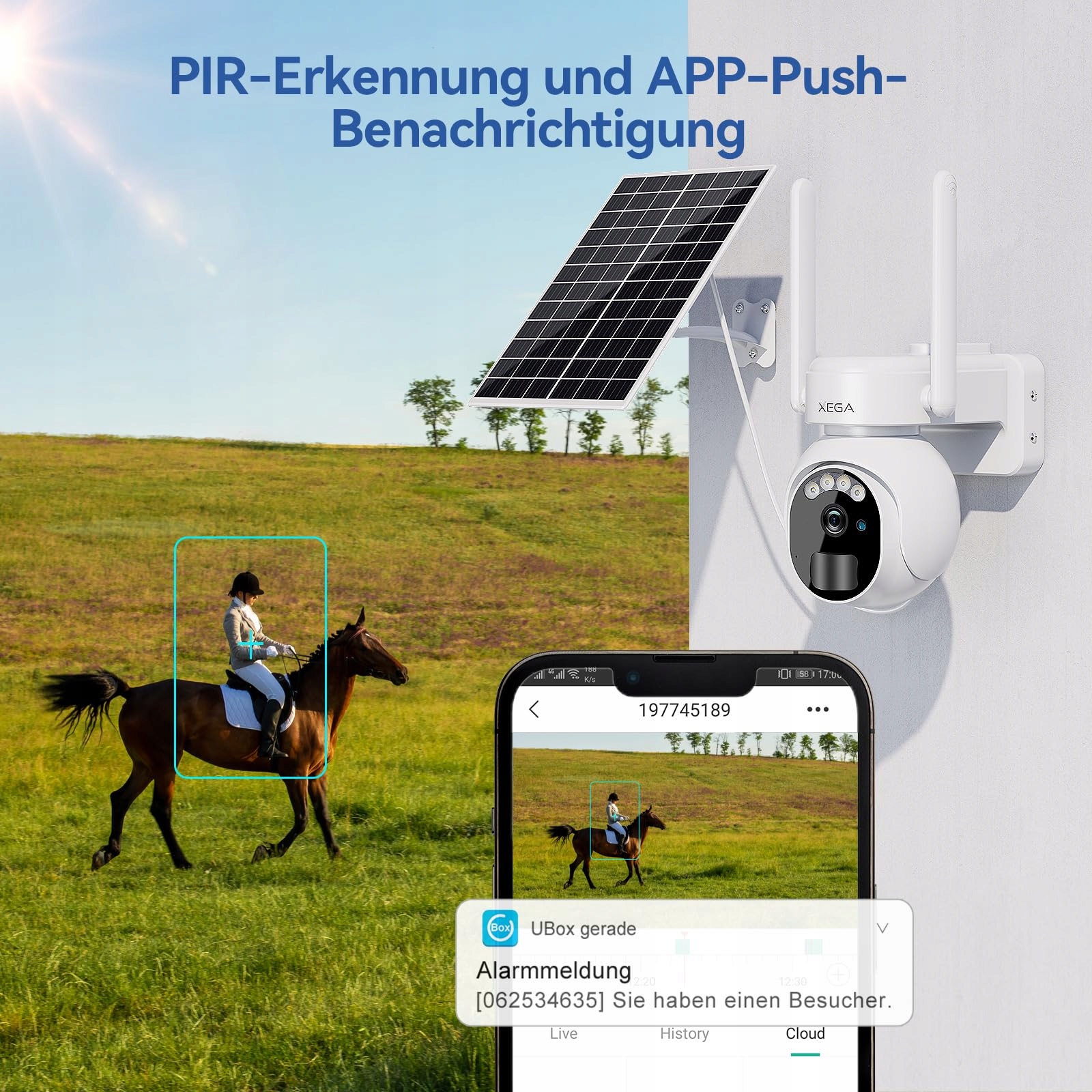XEGA 4G LTE KAMERA ZEWNĘTRZNA SOLARNA BEZPRZEWODOWA 2K HD 3MP PTZ — miniatura 4