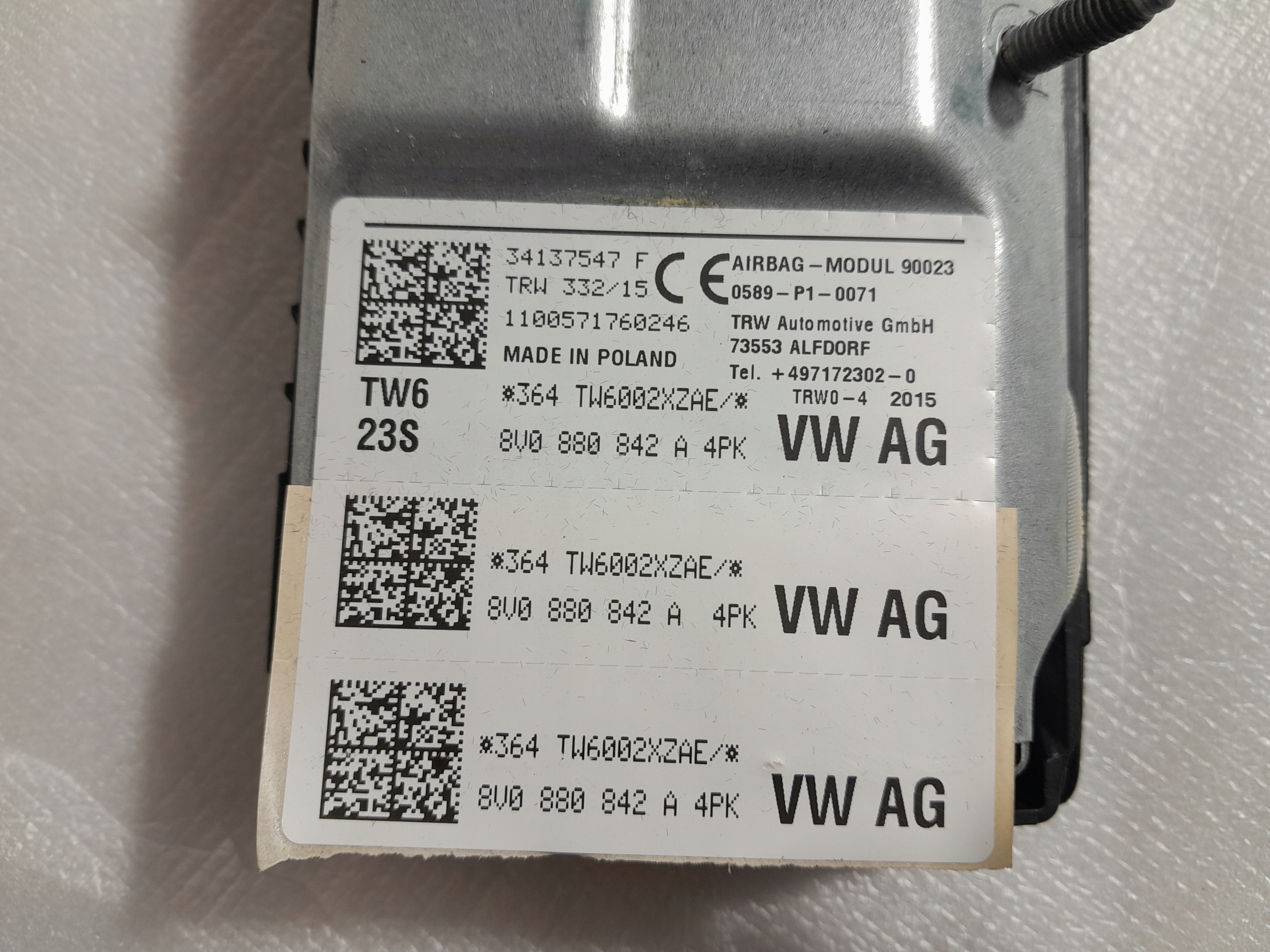 AUDI A3 S3 8V airbag ginocchia passeggeri 8V0880842A