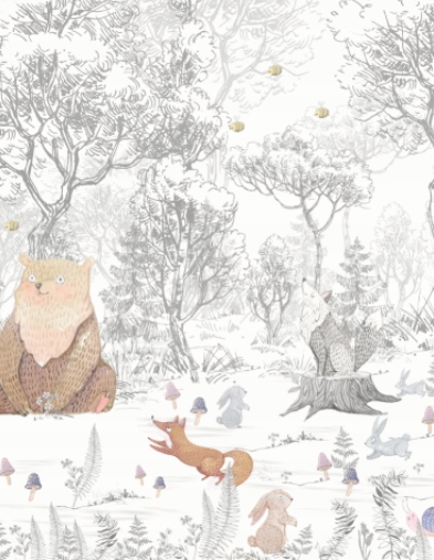 Fototapeta Biely zimný les pre deti 200x255 cm, štruktúra 350 g