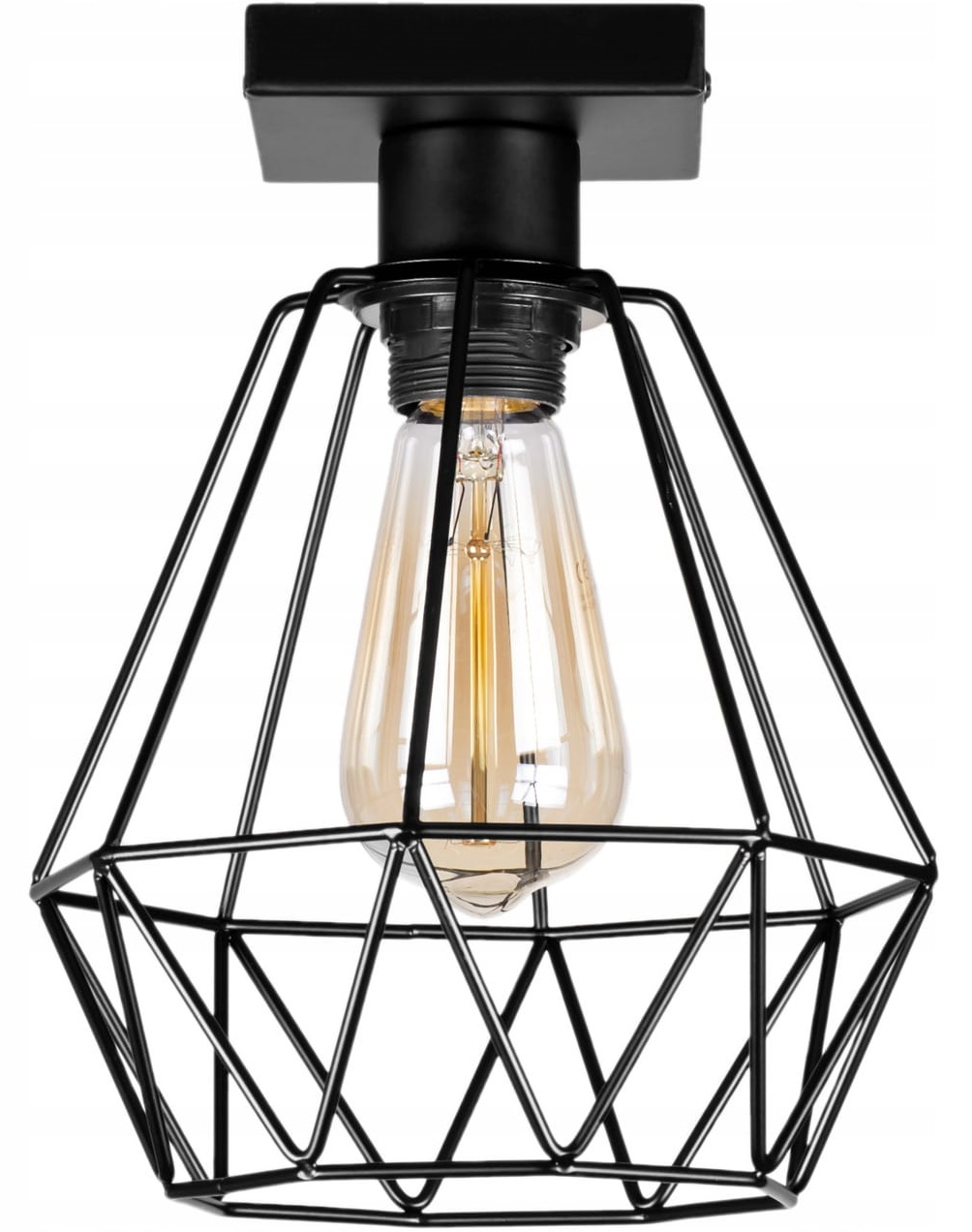 

Lampa sufitowa mały czarny plafon diament metalowy