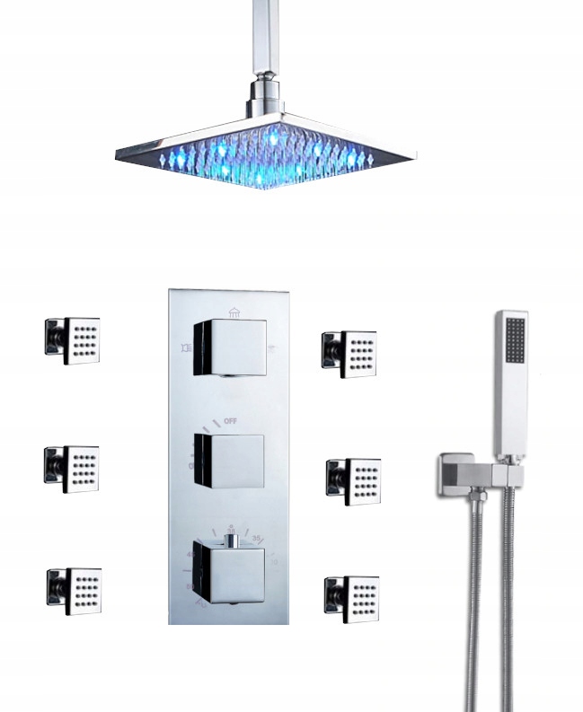 Podomietkový Sprchový Set S Led Termostatom