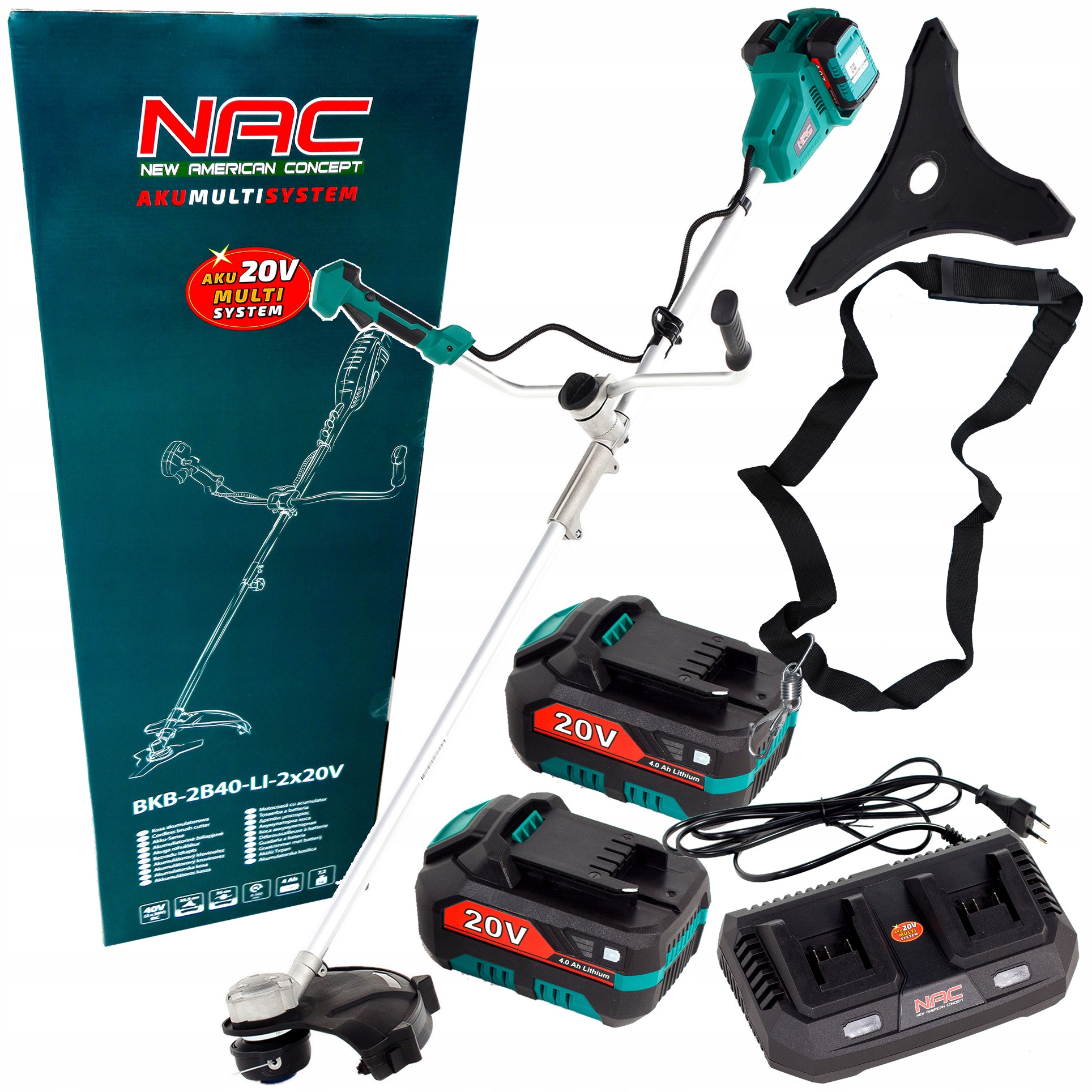 Kosa wykaszarka Akumulatorowa Nac BKB-2B40-LI-2X20V 40V (2x20V) 2x4Ah
