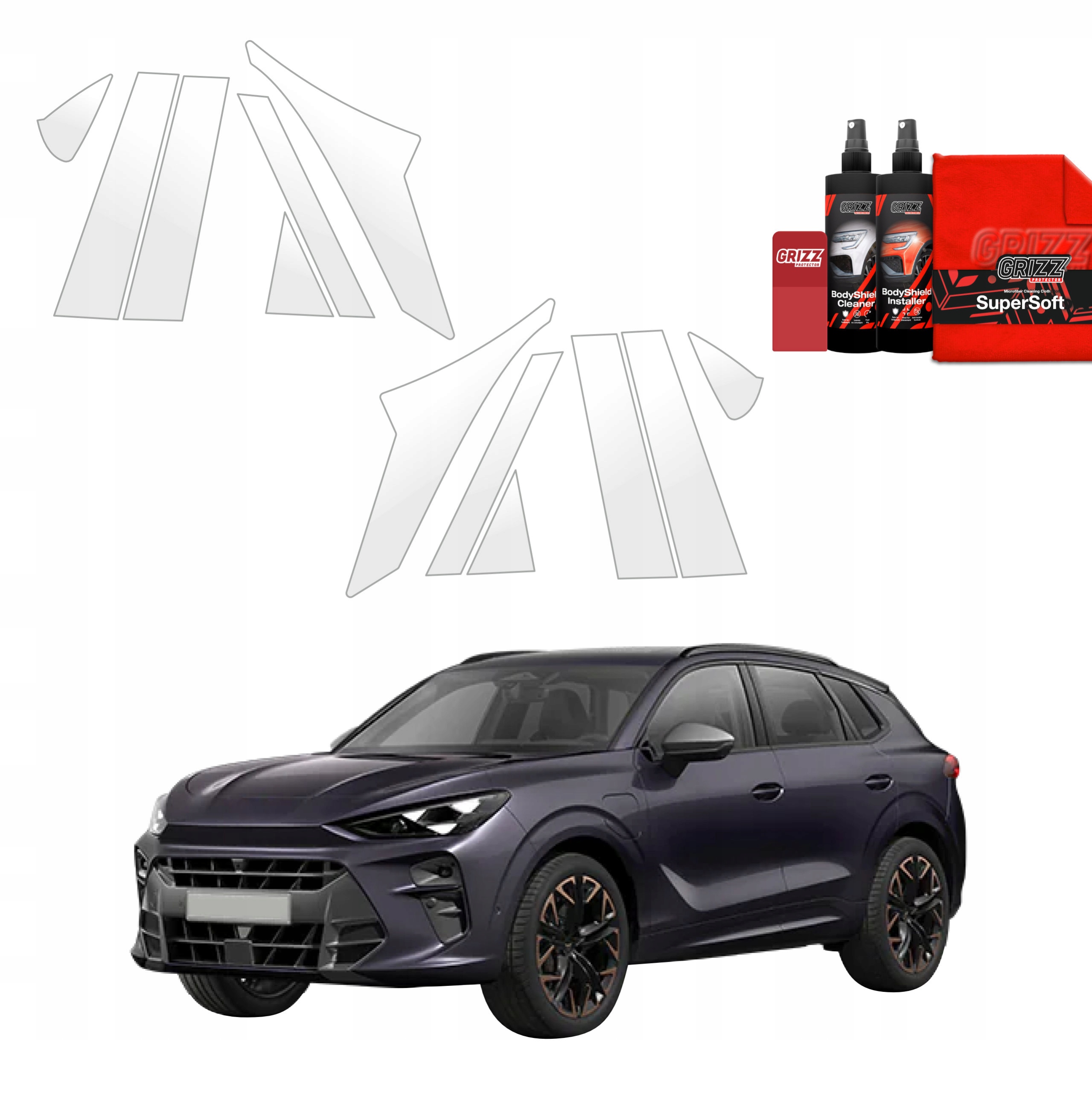12v1 Fólie Ppf dýha na sloupky pro Cupra Terramar (2024-2025) Grizz