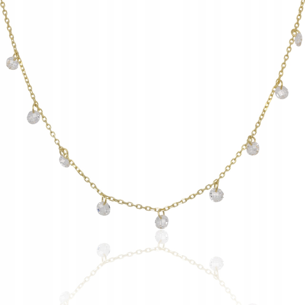 Srebrny Naszyjnik SREBRO925 łańcuszek Damski z Cyrkoniami 925