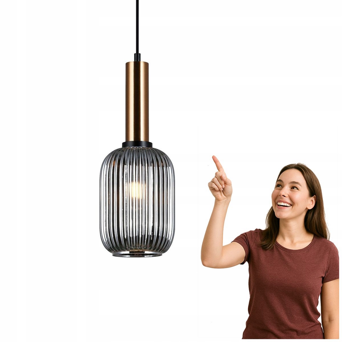 Závesná lampa Antiola Mosadz so skleneným klasom 40W Italux