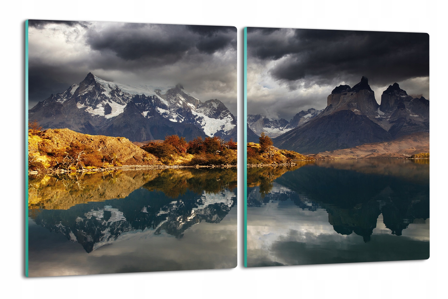 skleněná krytka 2x 40x52 s fotografií Hory Andy jezero