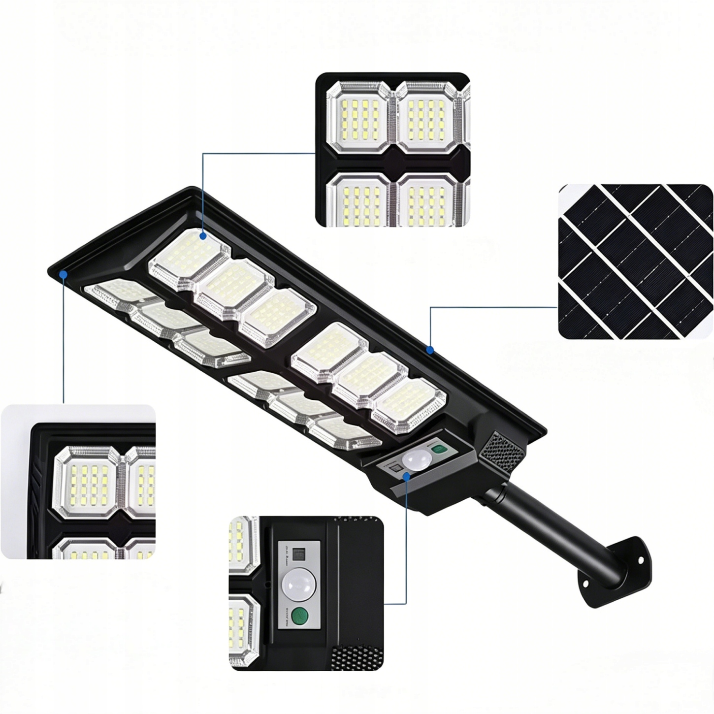 Solární pouliční lampa Todomi 3000W 5000lm se senzorem pohybu a soumraku