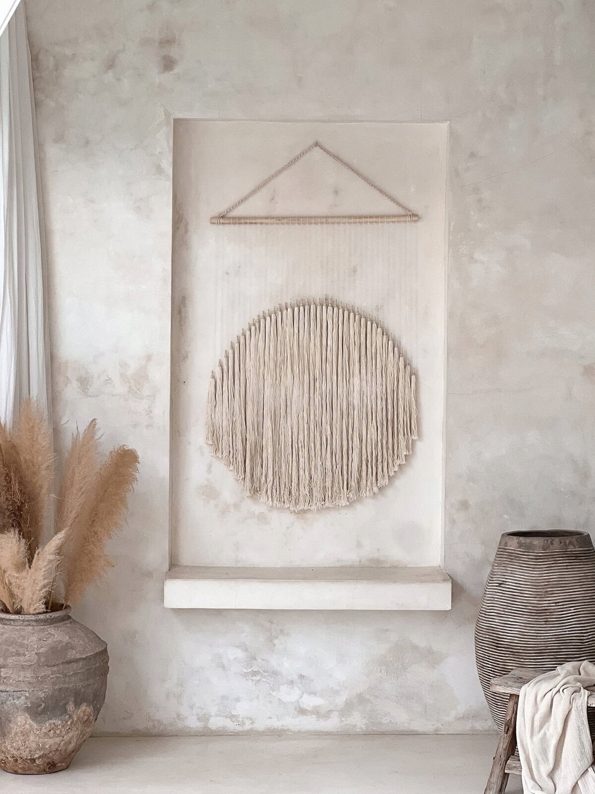 Nástenná Dekorácia Boho z bavlny – okrúhla, ručne vyrobená ozdoba Boho Circle