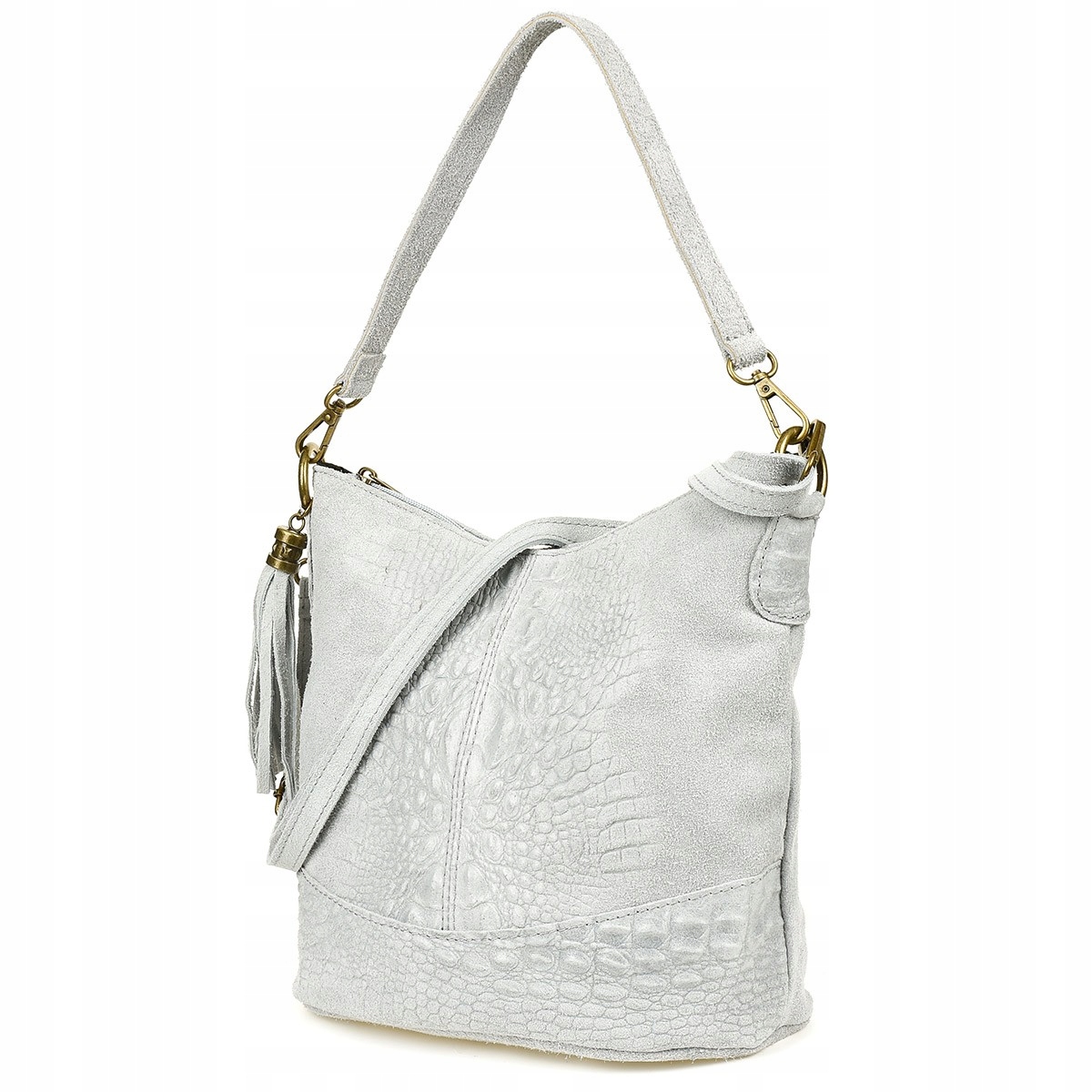 Kožená semišová kabelka Croco shopper velká