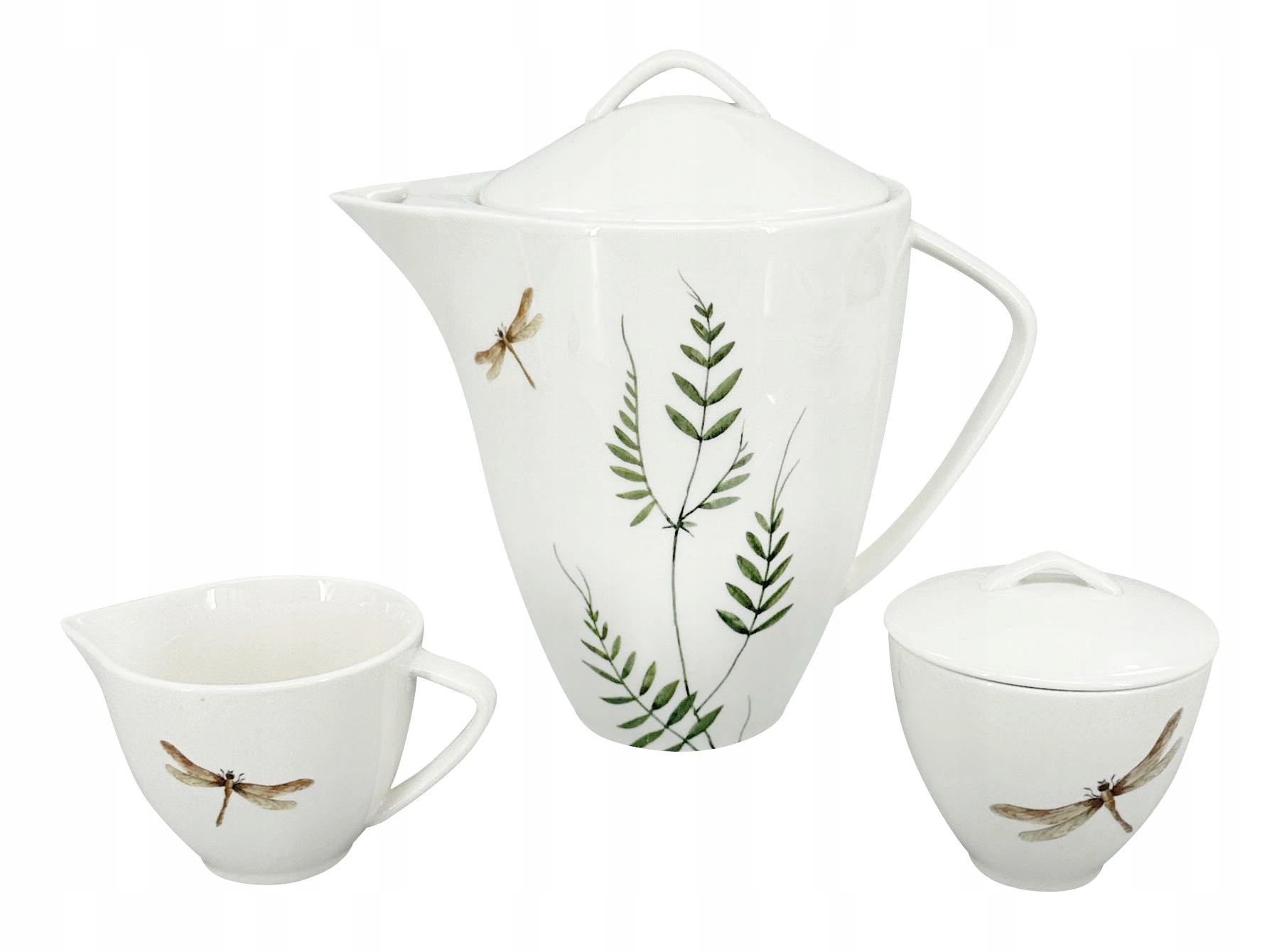 Čajová porcelánová súprava Vážka (Kanvica 1600ml, mliečenka 150ml, cukornička