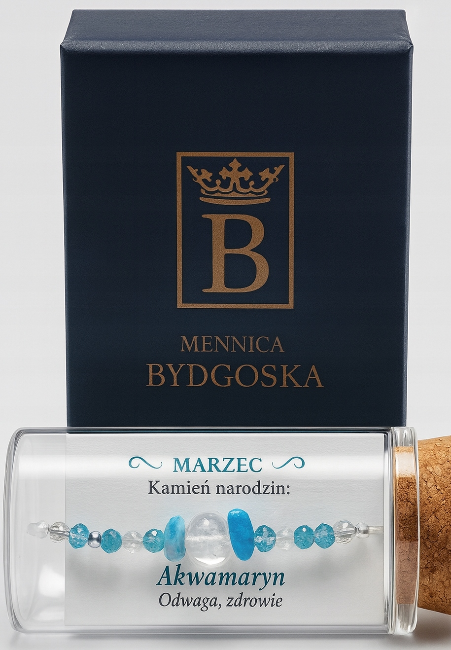 Stříbrný dámský náramek v lahvičce březen akvamarín stříbro o ryzosti 925