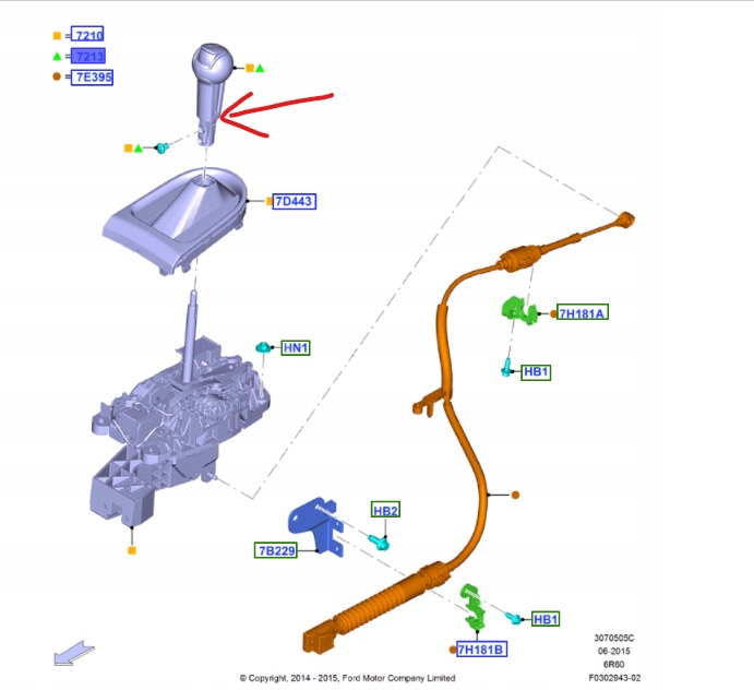 GALKA ZMIANY BIEGOW FORD MUSTANG IV AUTOMAT 2015 Version European