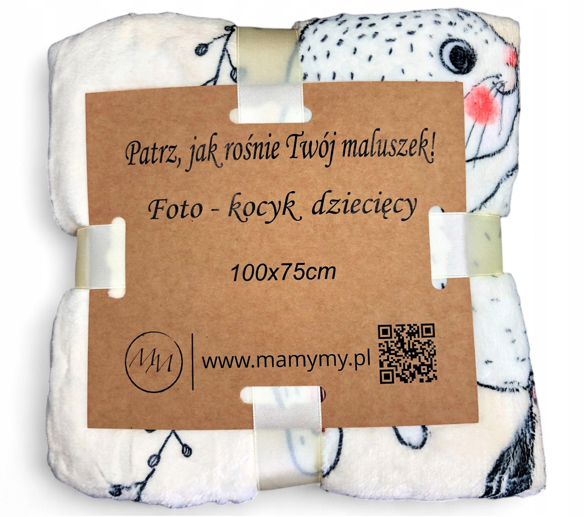 Foto kocyk z króliczkiem +RAMKA mata do zdjęć Materiał inny