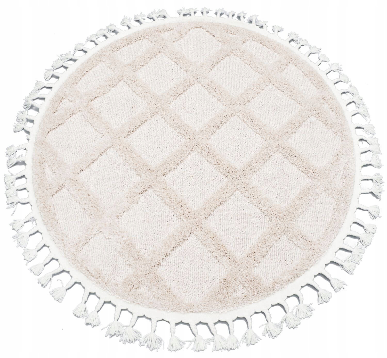 Okrúhly Koberec Shaggy Boho Do Obývačky Mäkký S Strapcami 160X160 CM