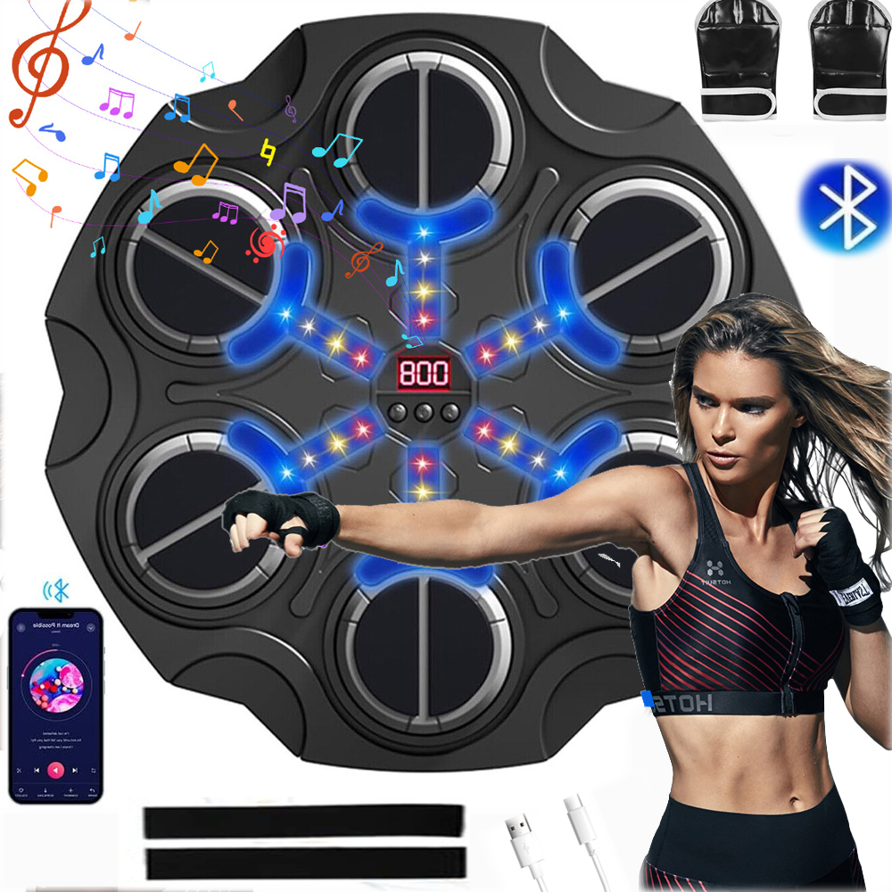 Trenażer Bokserski Do Montażu Ścianie Muzyka Led Rgb Z Rękawic Bokserskich