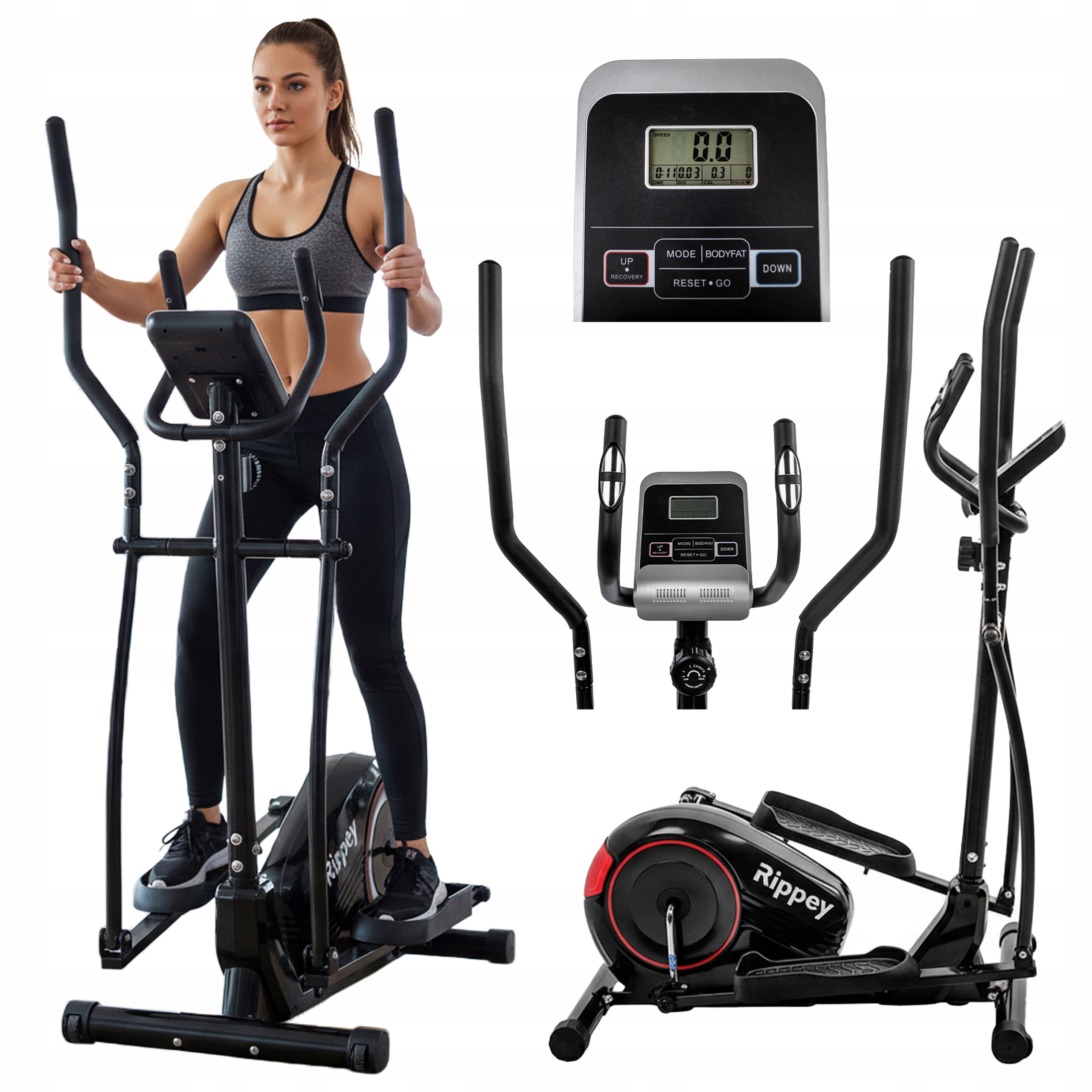 Trenażer Eliptyczny Rower Treningowy Orbitrek Magnetyczny Flex Black