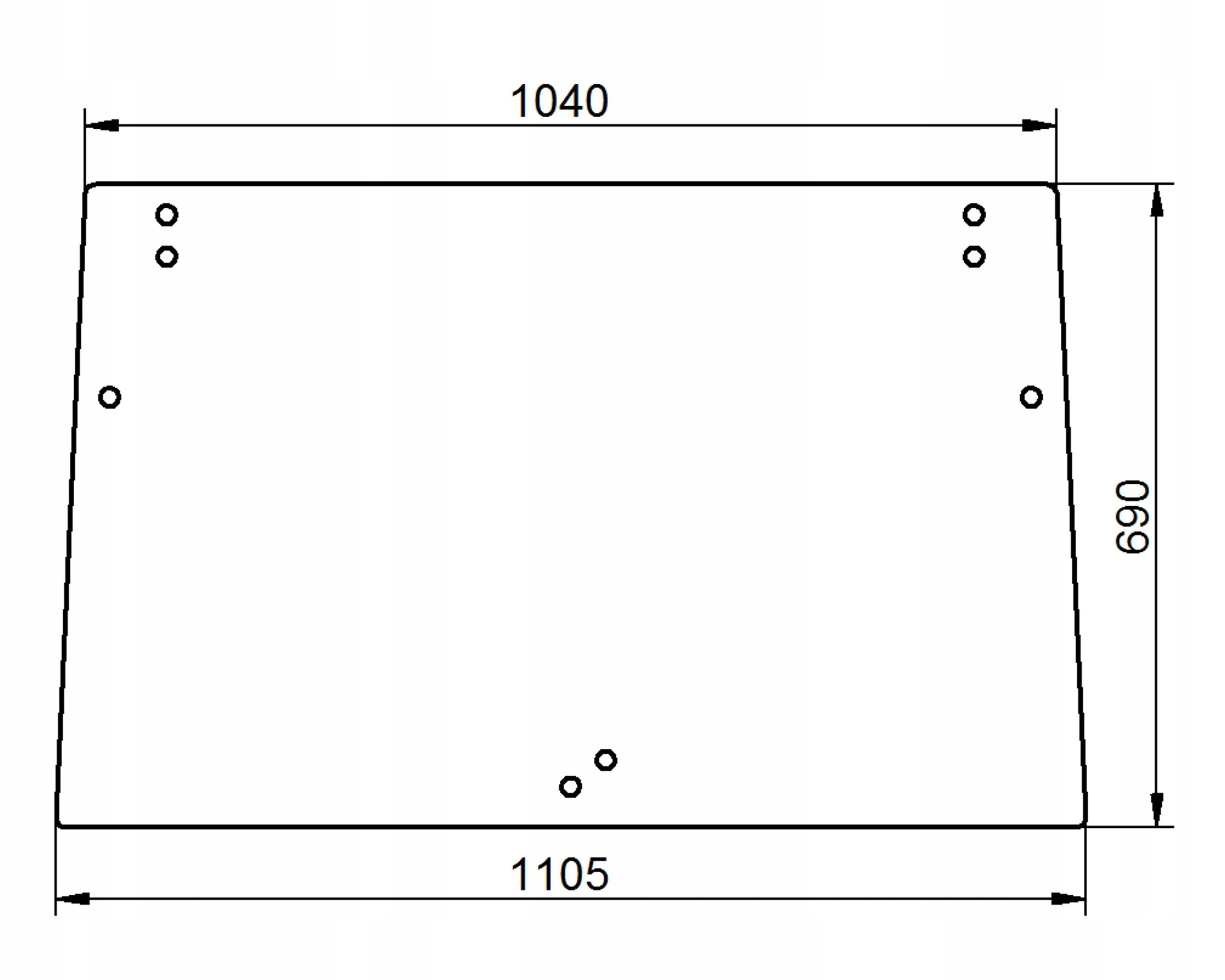 sklo John Deere 5000 přední 8 otvorů