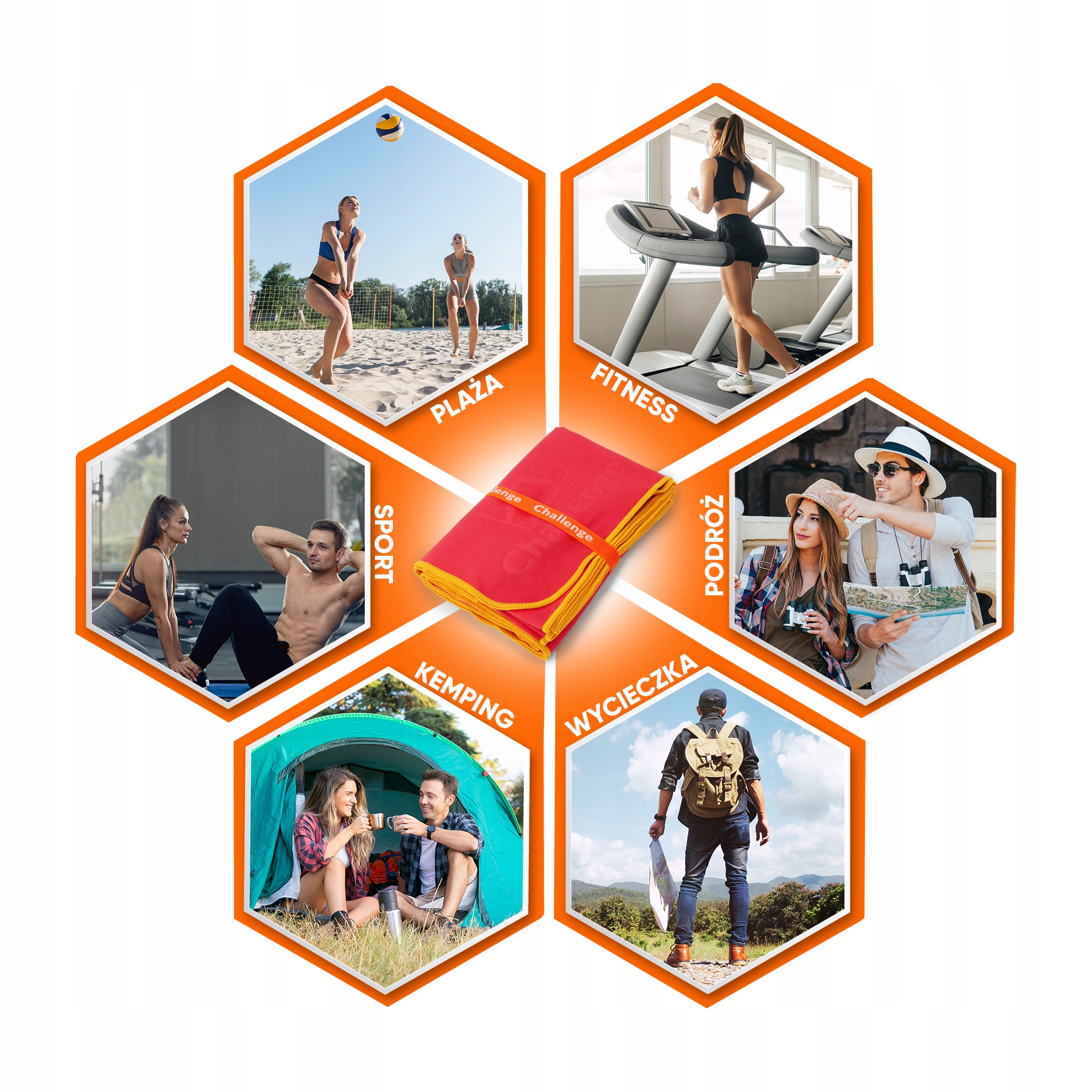 RĘCZNIK Z MIKROFIBRY 80x150 cm czerwony NEW Kod producenta Challenge