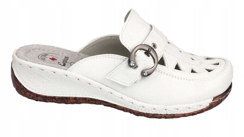 KLAPKI DAMSKIE LETNIE ZDROWOTNE BIAŁE 038-2 Oryginalne opakowanie producenta pudełko