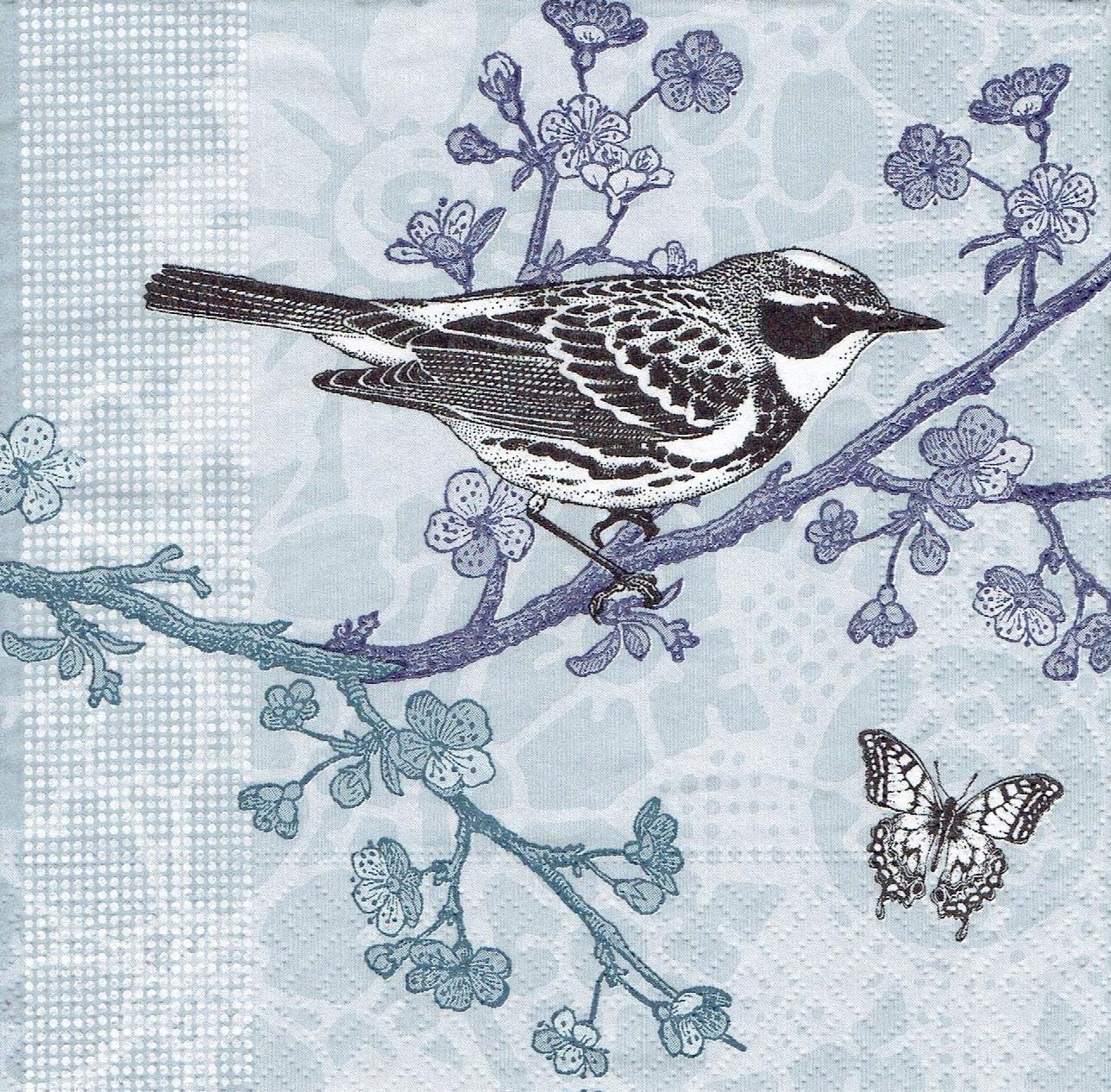 Serwetka decoupage 501A serwetki Ptak motyl kwiaty