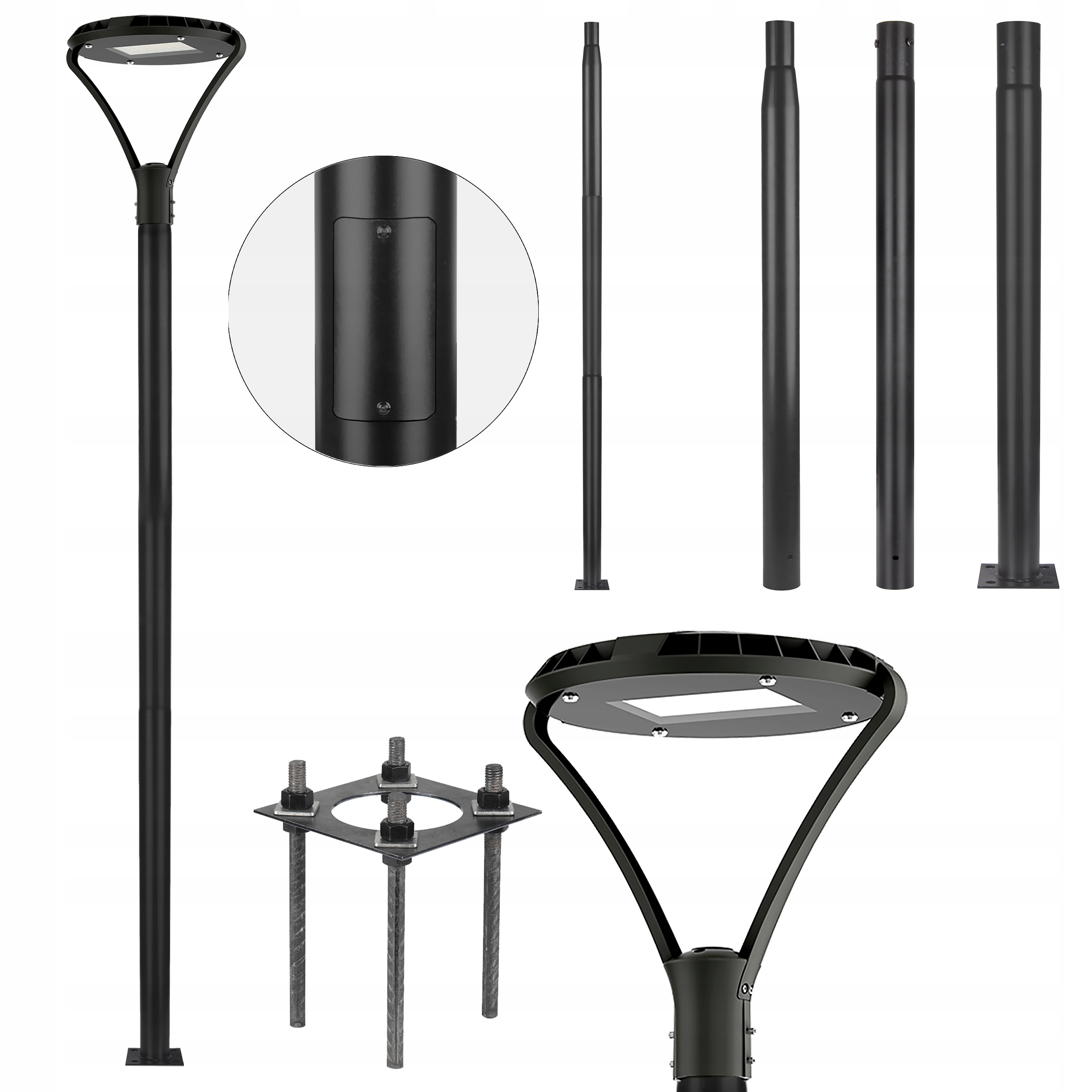 Osvětlovací sloupek 3 m 4 m 5 m Pouliční lampa Parková lampa 60 W 76 mm 15 x 15 cm