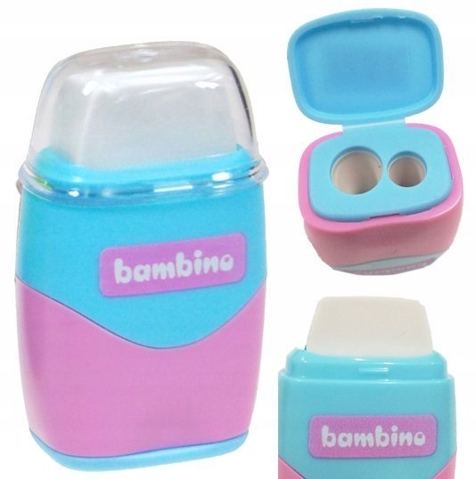 

Temperówka podwójna z gumką różowa Bambino