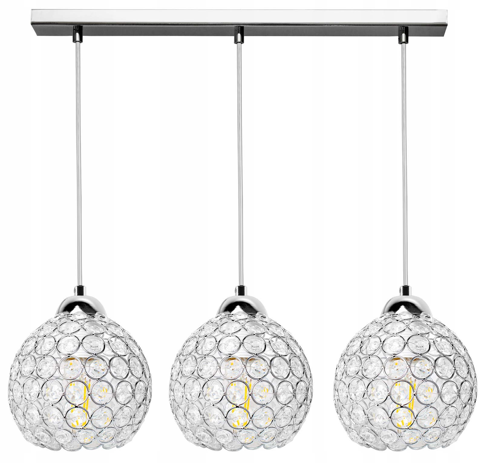 

Lampa Wisząca Plafon Żyrandol Kryształ Kule Chrom