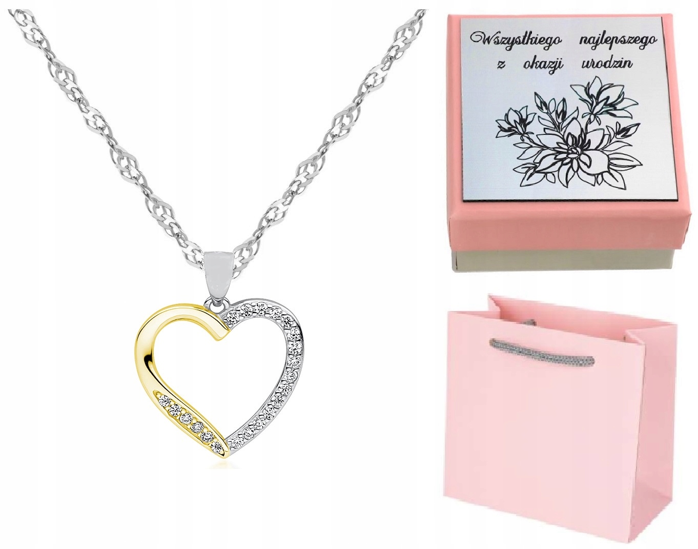 Řetízek srdce zlato stříbro 925 Gravírování Valentýna